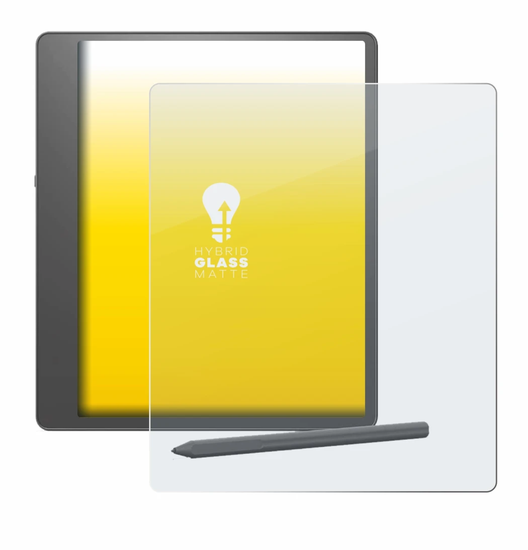 Immagine del dispositivo Amazon Kindle Scribe 2024 con un'ampia varietà di protezioni per lo schermo.