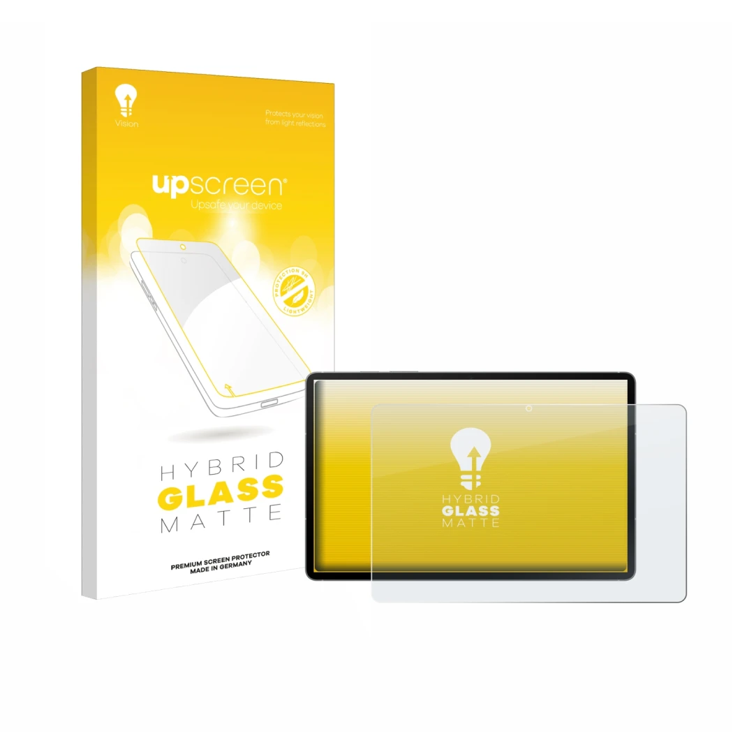 Parte frontale di una confezione del prodotto con il logo del marchio upscreen. Accanto è raffigurato il dispositivo Samsung G