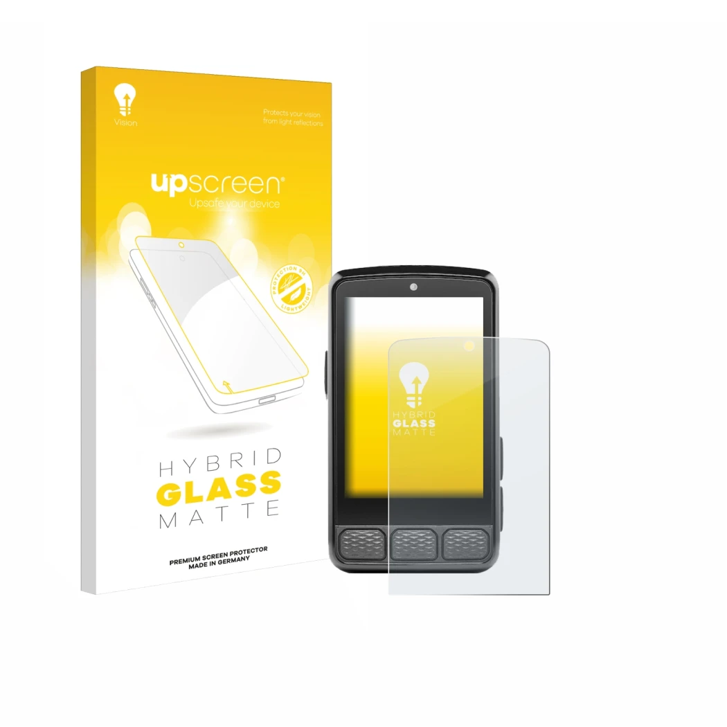 Parte frontale di una confezione del prodotto con il logo del marchio upscreen. Accanto è raffigurato il dispositivo Wahoo Ele