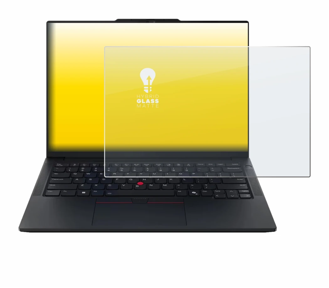 Immagine del dispositivo Lenovo ThinkPad E14 Gen 7 con un'ampia varietà di protezioni per lo schermo.
