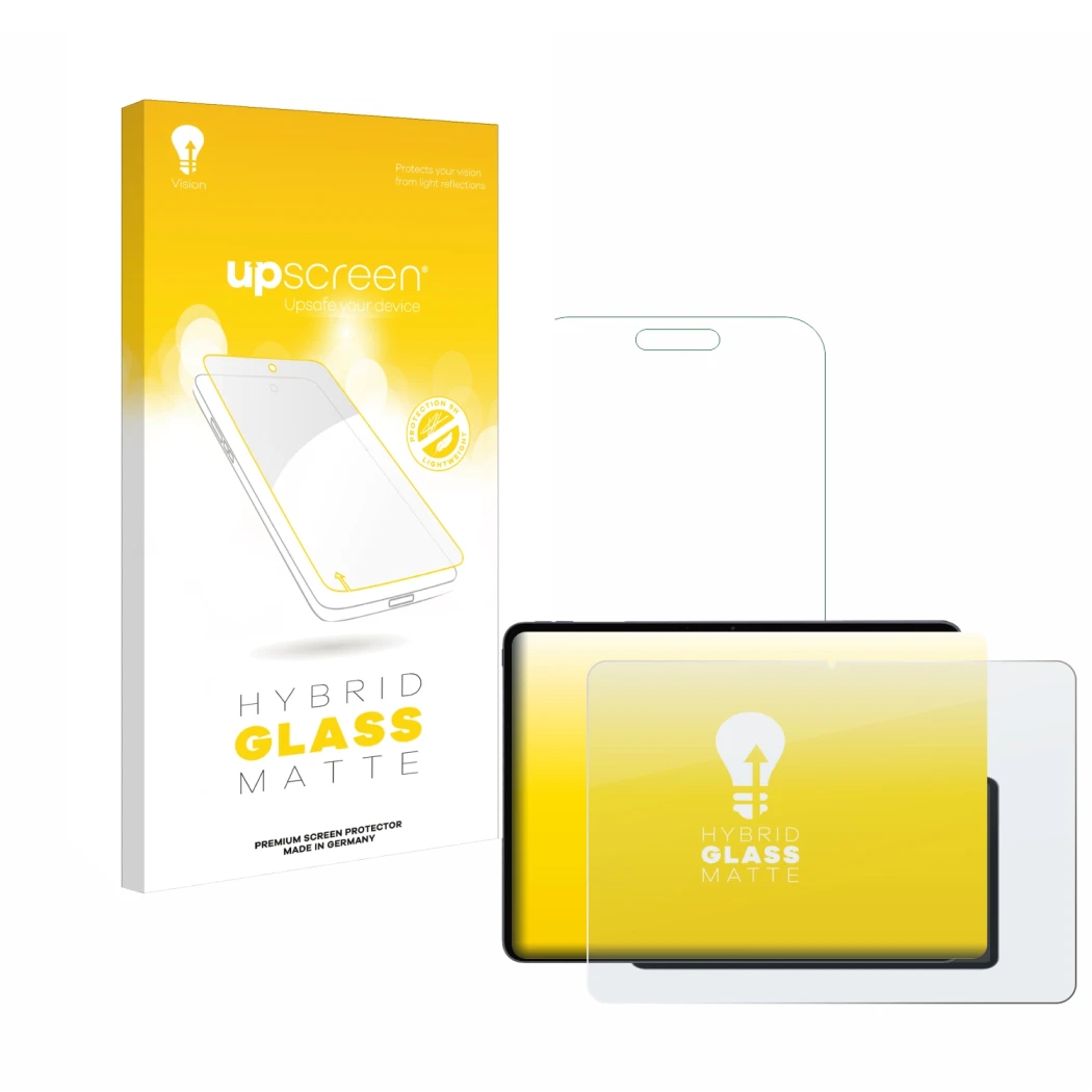 Parte frontale di una confezione del prodotto con il logo del marchio upscreen. Accanto è raffigurato il dispositivo OnePlus P