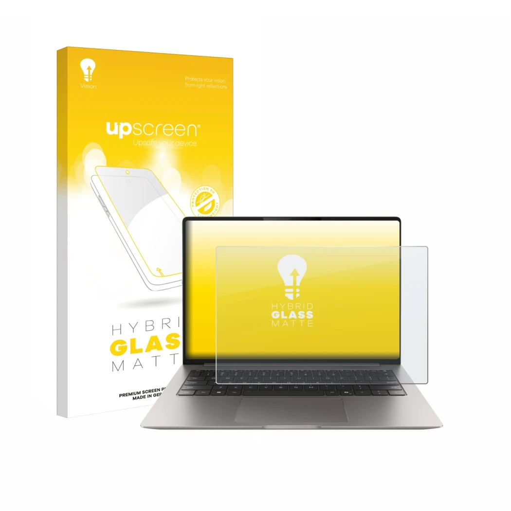 Parte frontale di una confezione del prodotto con il logo del marchio upscreen. Accanto è raffigurato il dispositivo Honor Mag