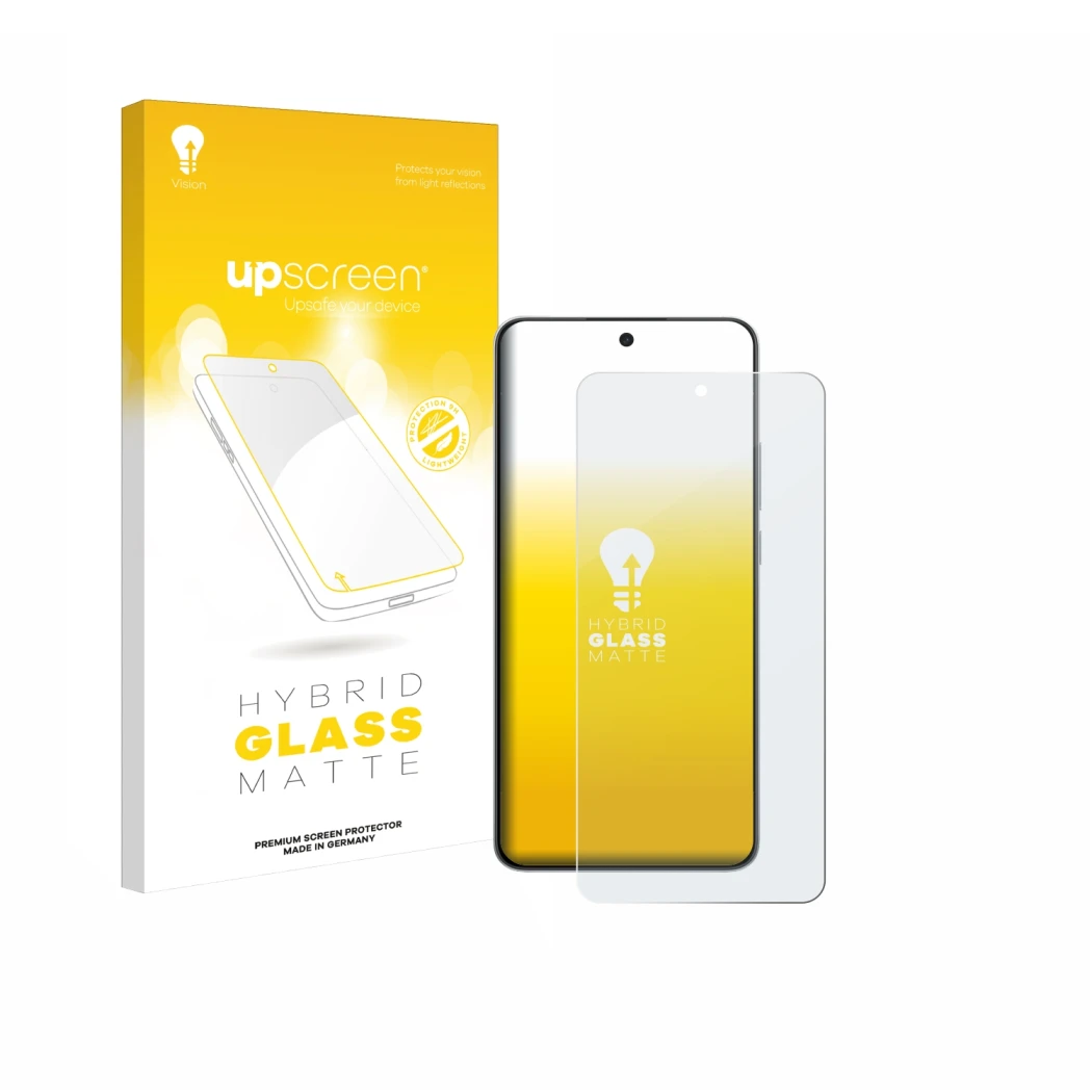 Parte frontale di una confezione del prodotto con il logo del marchio upscreen. Accanto è raffigurato il dispositivo OnePlus N