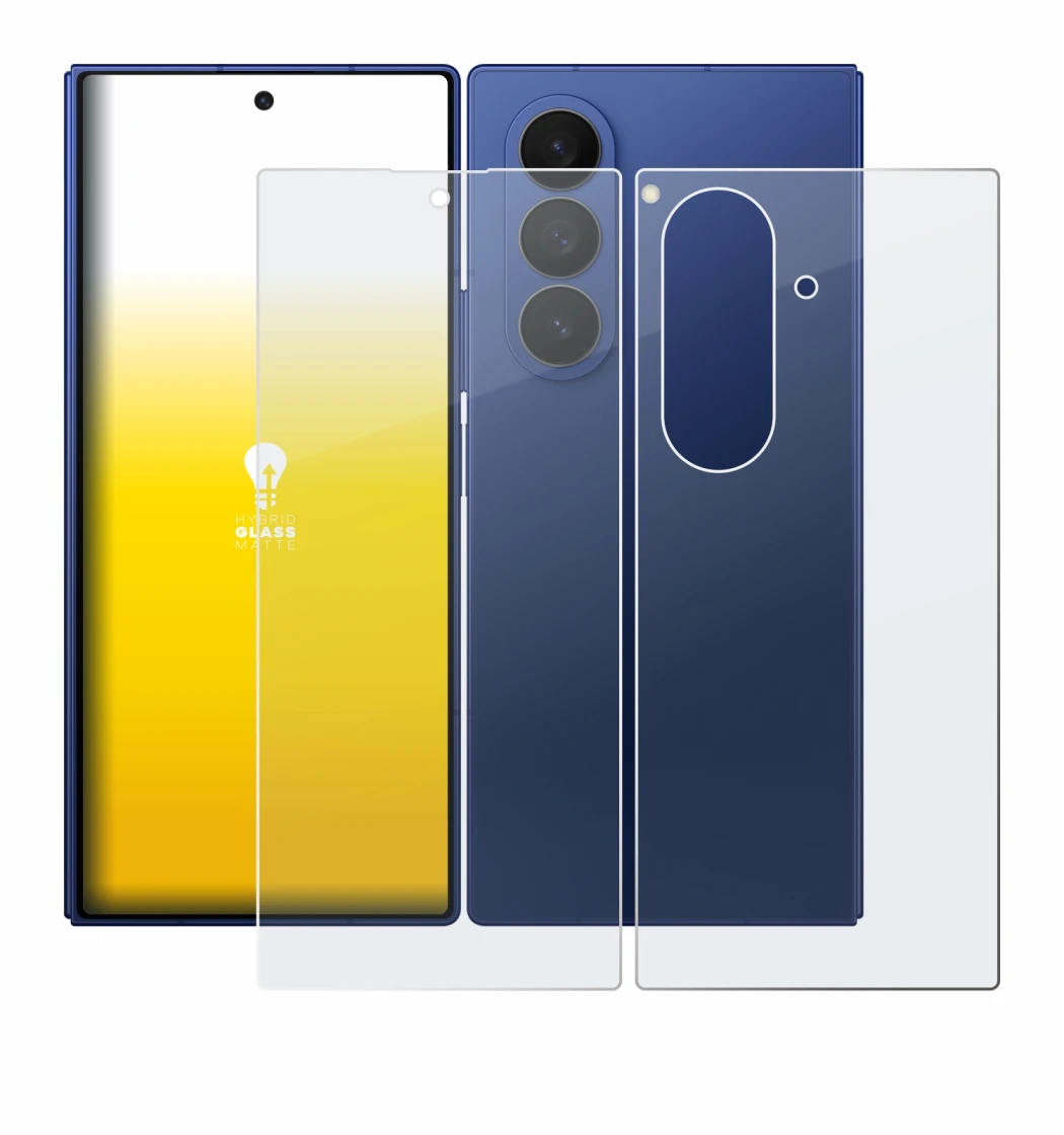 Immagine del dispositivo Samsung Galaxy Z Fold 7 (Fronte+Retro) con un'ampia varietà di protezioni per lo schermo.