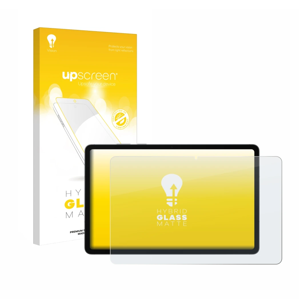 Parte frontale di una confezione del prodotto con il logo del marchio upscreen. Accanto è raffigurato il dispositivo Samsung G