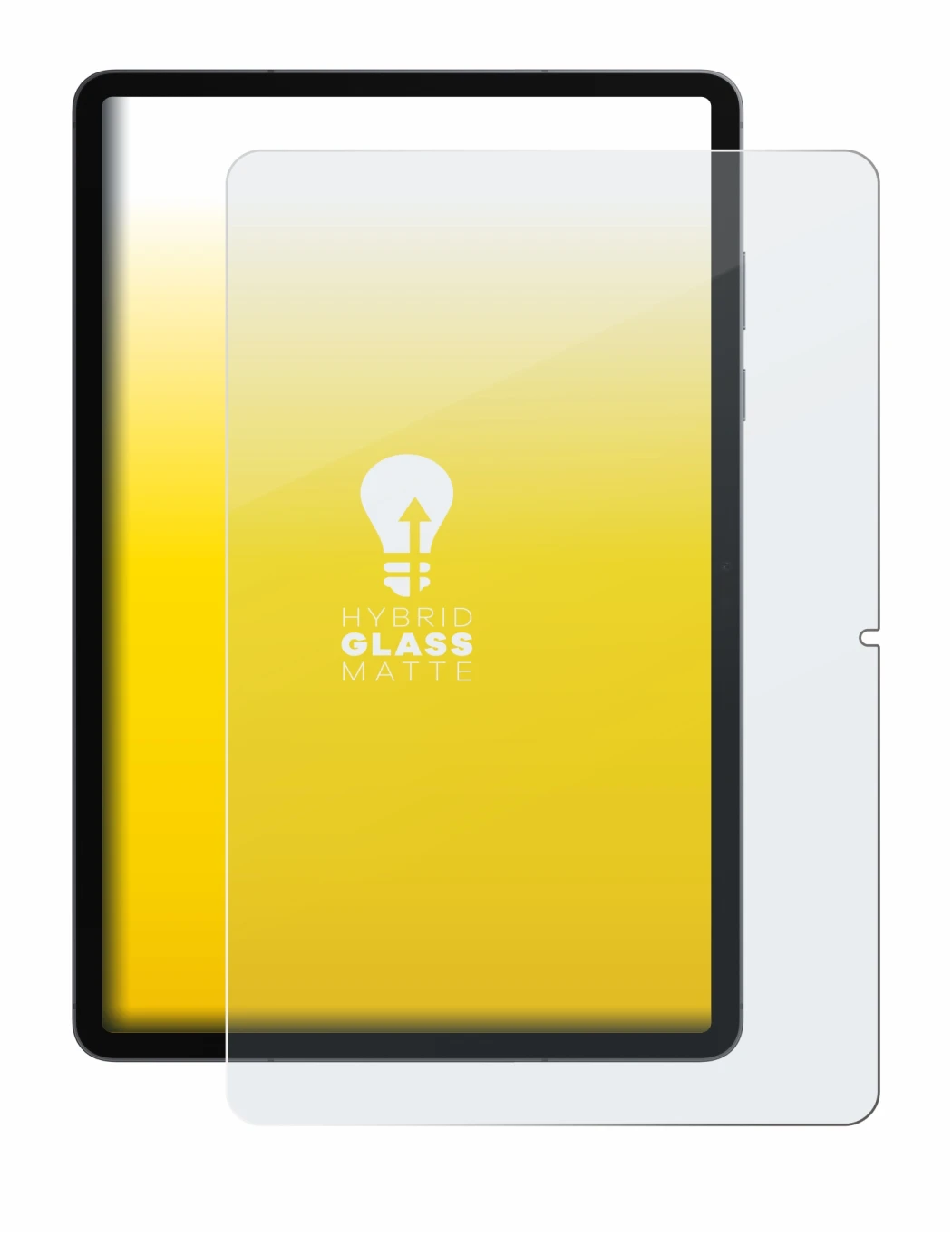 Immagine del dispositivo Samsung Galaxy Tab S11 (ritratto) con un'ampia varietà di protezioni per lo schermo.