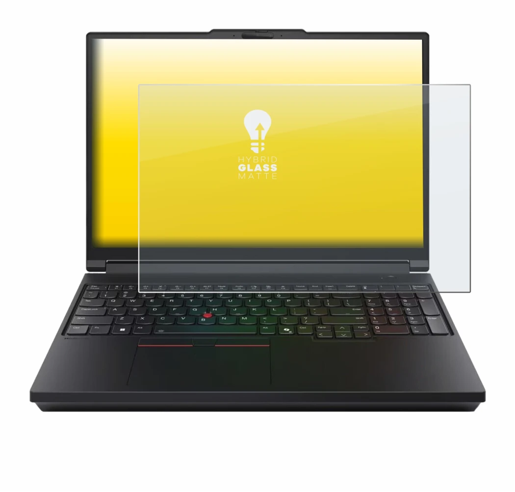 Immagine del dispositivo Lenovo ThinkPad P16 Gen 3 con un'ampia varietà di protezioni per lo schermo.