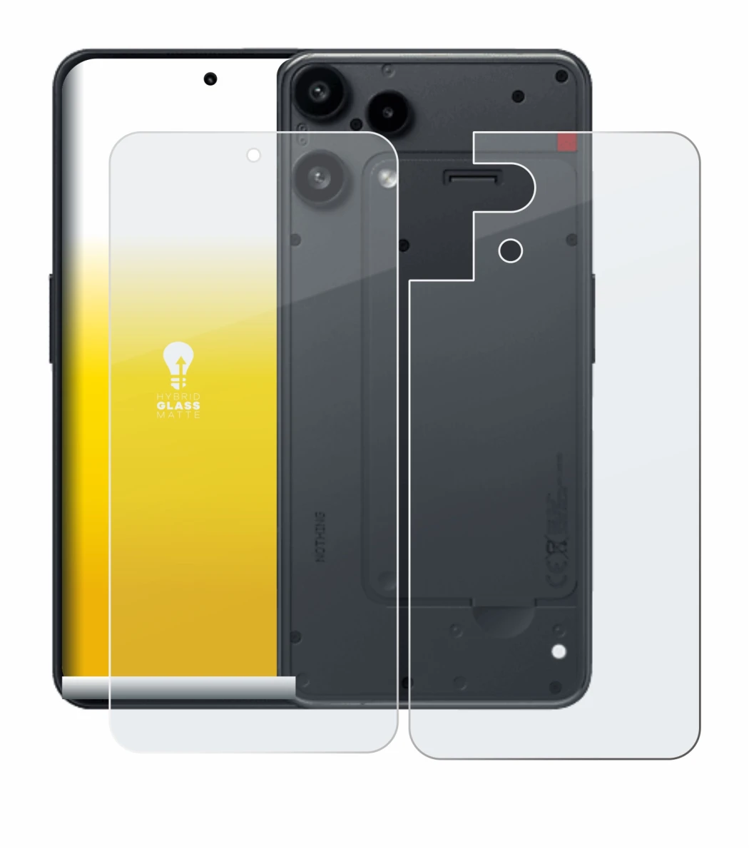 Immagine del dispositivo Nothing Phone (3a) Lite (Fronte+Retro) con un'ampia varietà di protezioni per lo schermo.