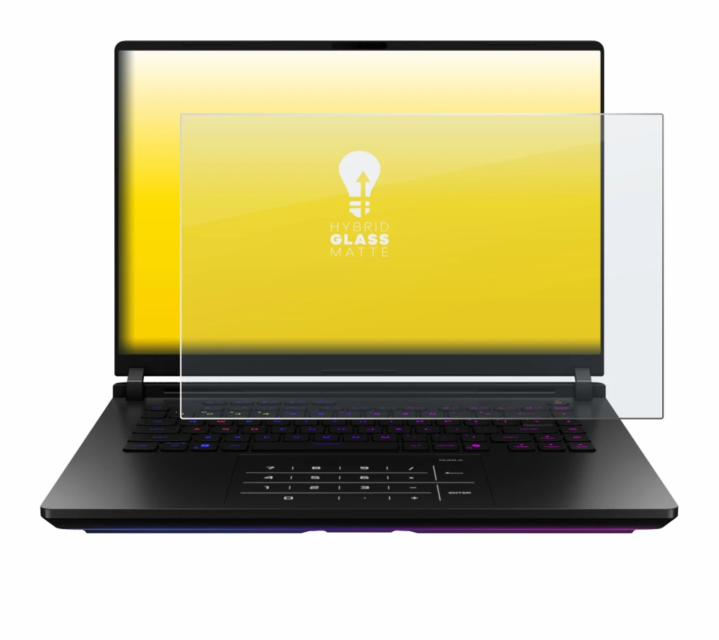 Immagine del dispositivo ASUS ROG Strix SCAR 18 2025 con un'ampia varietà di protezioni per lo schermo.