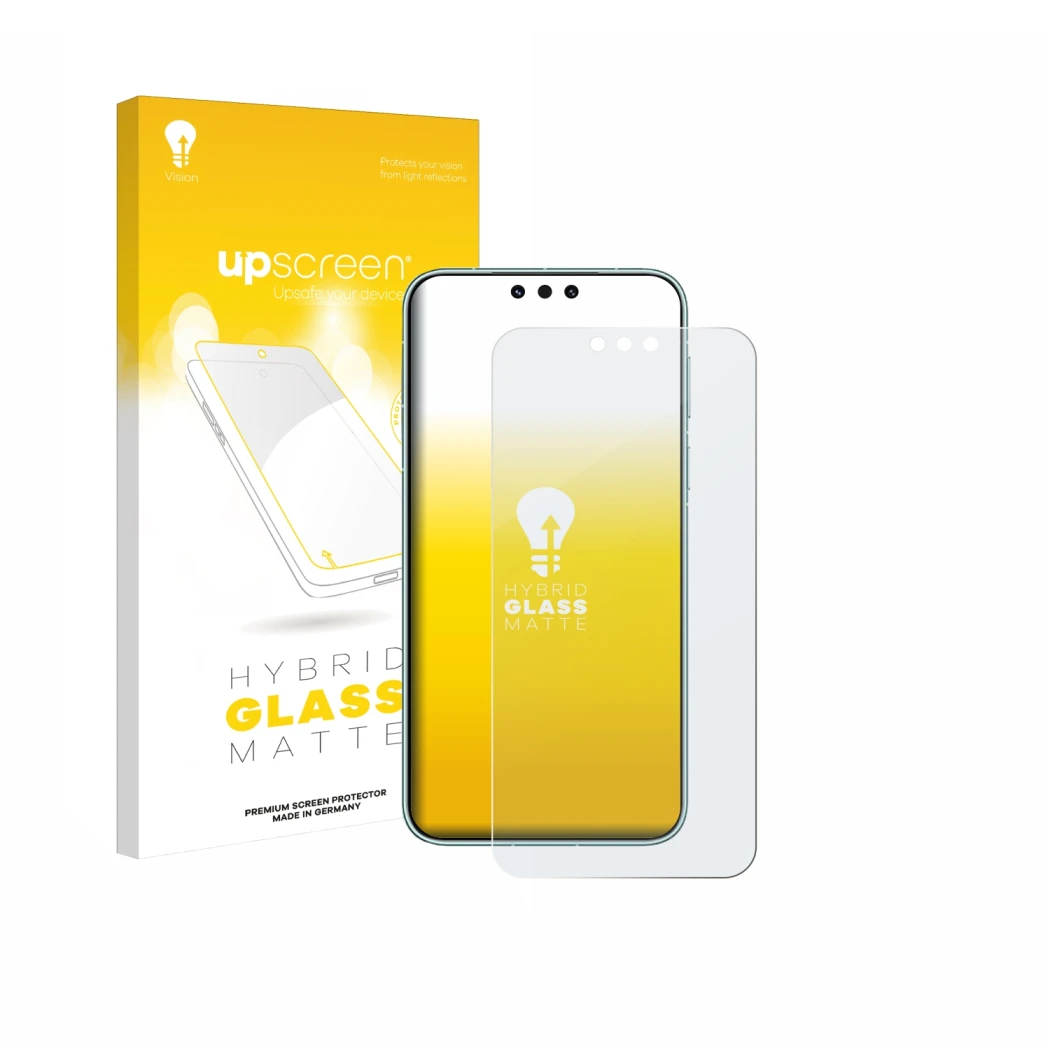 Parte frontale di una confezione del prodotto con il logo del marchio upscreen. Accanto è raffigurato il dispositivo Huawei Ma