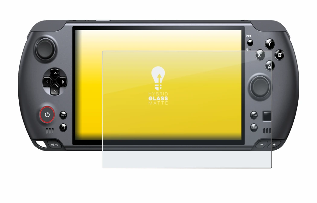 Immagine del dispositivo GPD Win 5 con un'ampia varietà di protezioni per lo schermo.