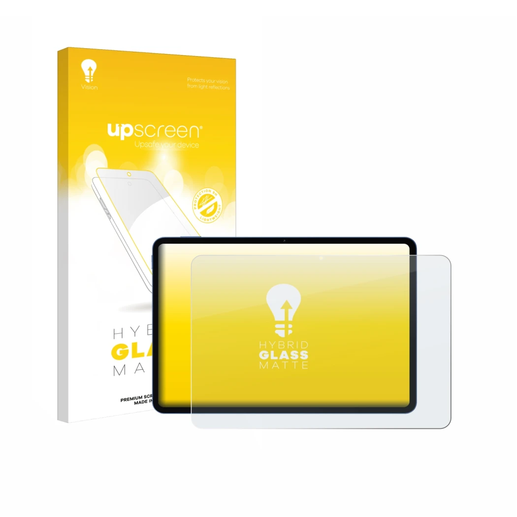 Parte frontale di una confezione del prodotto con il logo del marchio upscreen. Accanto è raffigurato il dispositivo Xiaomi Po