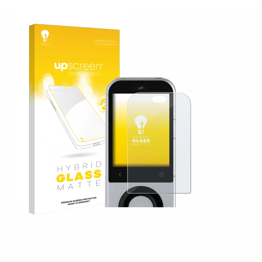 Parte frontale di una confezione del prodotto con il logo del marchio upscreen. Accanto è raffigurato il dispositivo Sofabaton