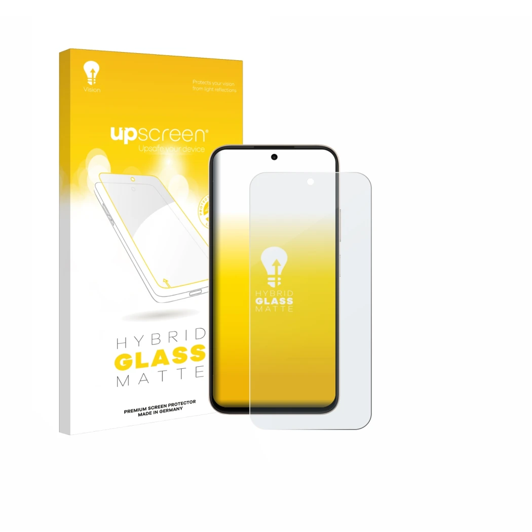 Parte frontale di una confezione del prodotto con il logo del marchio upscreen. Accanto è raffigurato il dispositivo Oppo A6t 