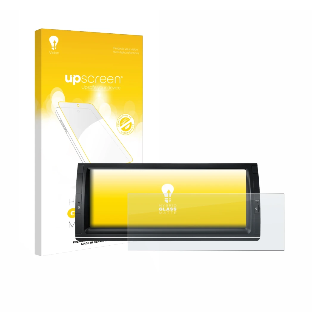 Parte frontale di una confezione del prodotto con il logo del marchio upscreen. Accanto è raffigurato il dispositivo Xtrons PX