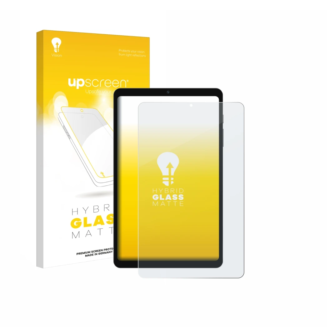 Parte frontale di una confezione del prodotto con il logo del marchio upscreen. Accanto è raffigurato il dispositivo Blackview