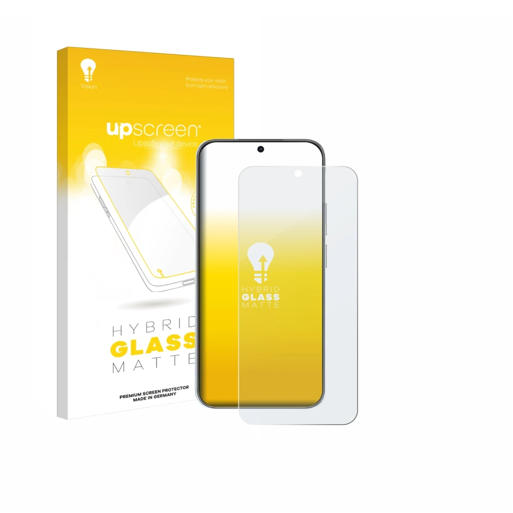 Parte frontale di una confezione del prodotto con il logo del marchio upscreen. Accanto è raffigurato il dispositivo Huawei No