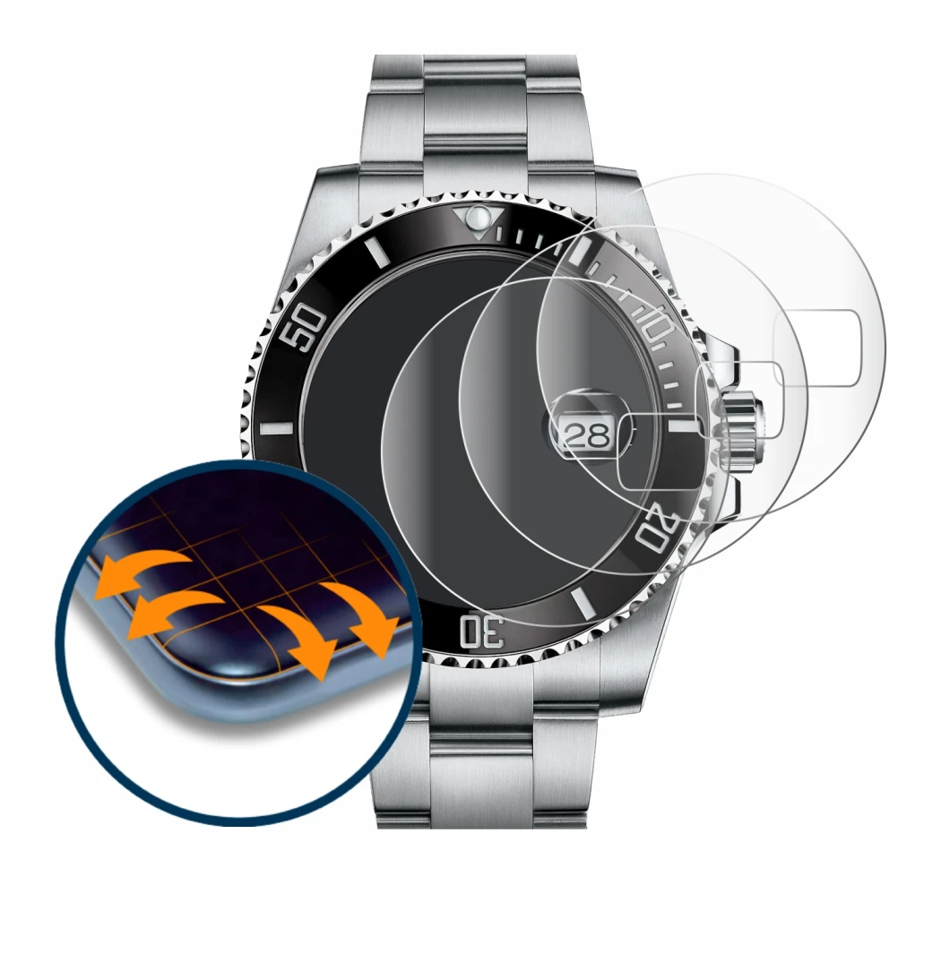 Immagine del dispositivo Rolex Submariner (Date) con un'ampia varietà di protezioni per lo schermo.