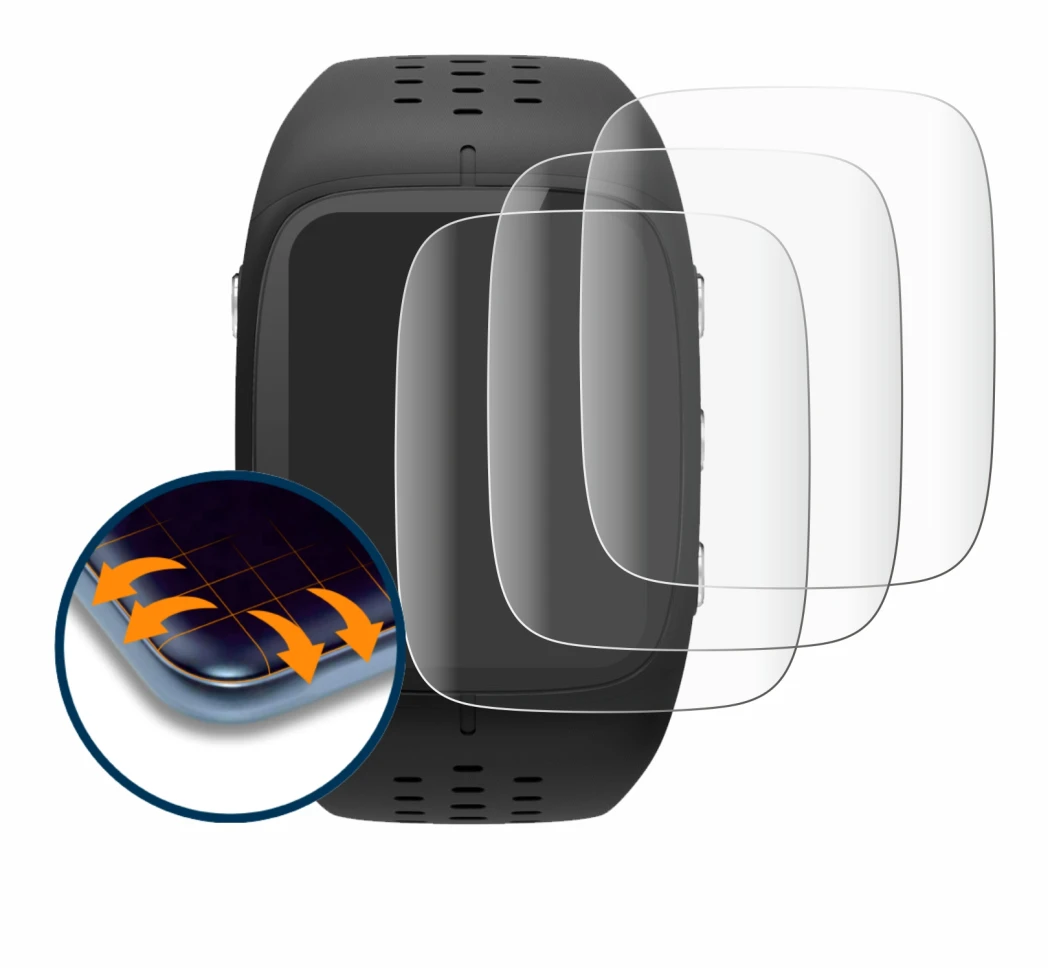 Immagine del dispositivo Polar M430 con un'ampia varietà di protezioni per lo schermo.