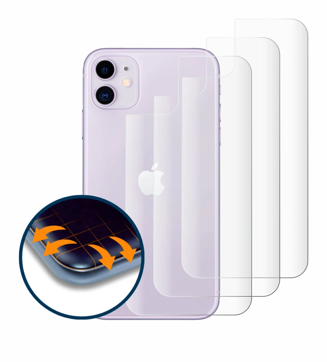 Immagine del dispositivo Apple iPhone 11 (Posteriore) con un'ampia varietà di protezioni per lo schermo.