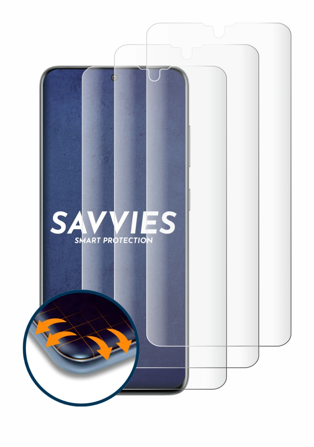 Immagine del dispositivo Samsung Galaxy S20 con un'ampia varietà di protezioni per lo schermo.