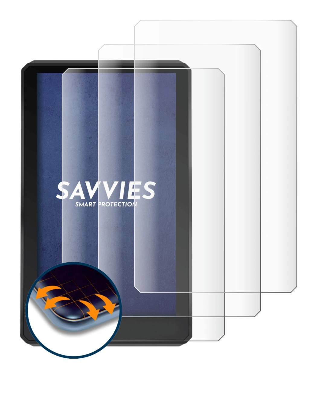 Immagine del dispositivo Garmin zumo XT con un'ampia varietà di protezioni per lo schermo.