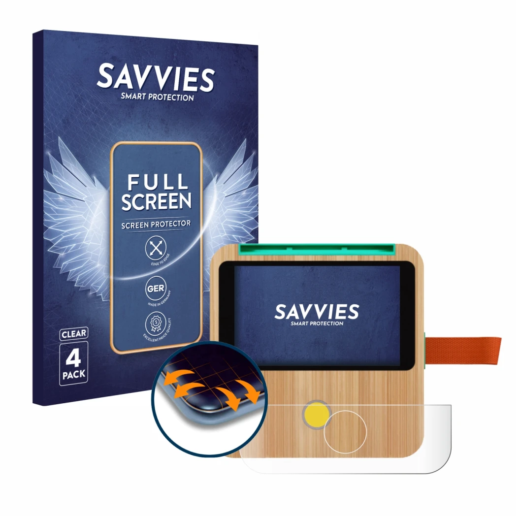 Parte frontale di una confezione del prodotto con il logo del marchio Savvies. Accanto è raffigurato il dispositivo tigerbox T