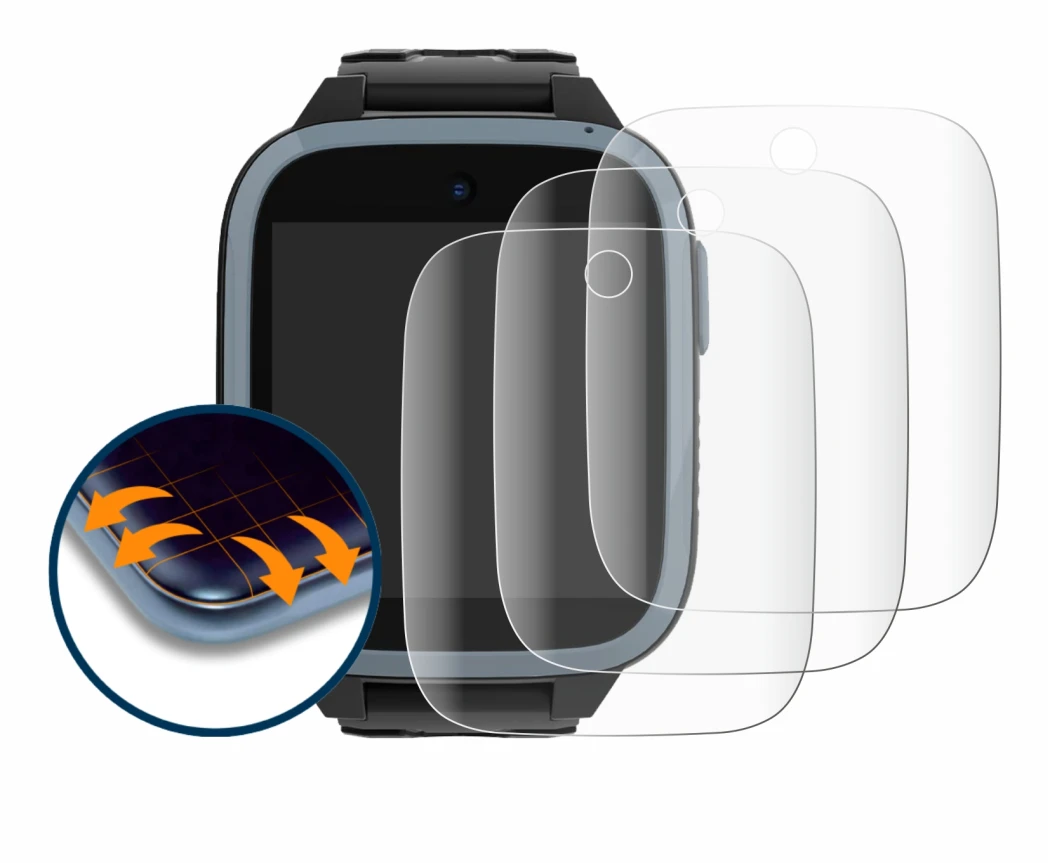 Immagine del dispositivo Xplora XGO3 (1a Gen.) con un'ampia varietà di protezioni per lo schermo.