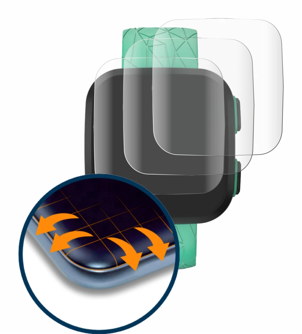 Immagine del dispositivo Garmin Bounce con un'ampia varietà di protezioni per lo schermo.