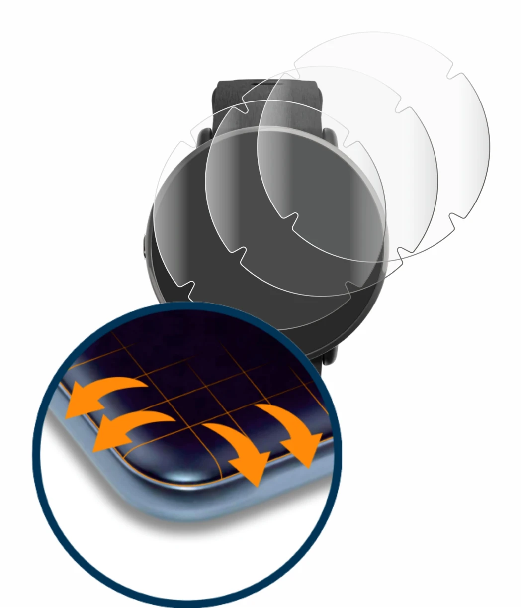 Immagine del dispositivo Polar Ignite 3 Titanium con un'ampia varietà di protezioni per lo schermo.