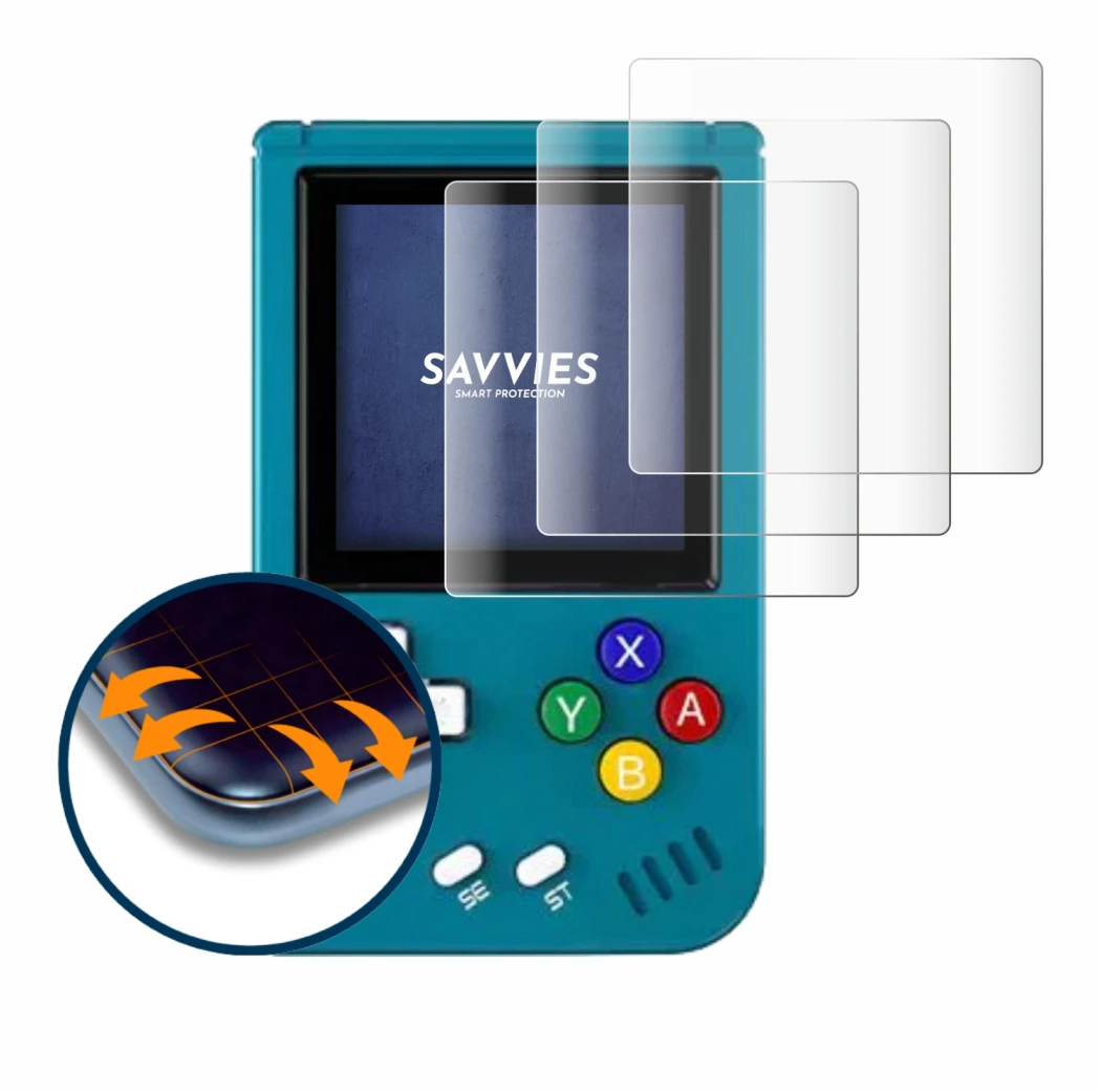 Immagine del dispositivo Anbernic RG Nano con un'ampia varietà di protezioni per lo schermo.