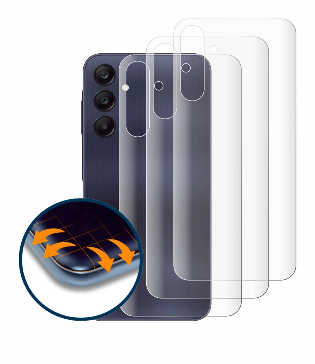 Immagine del dispositivo Samsung Galaxy A25 5G (Posteriore) con un'ampia varietà di protezioni per lo schermo.
