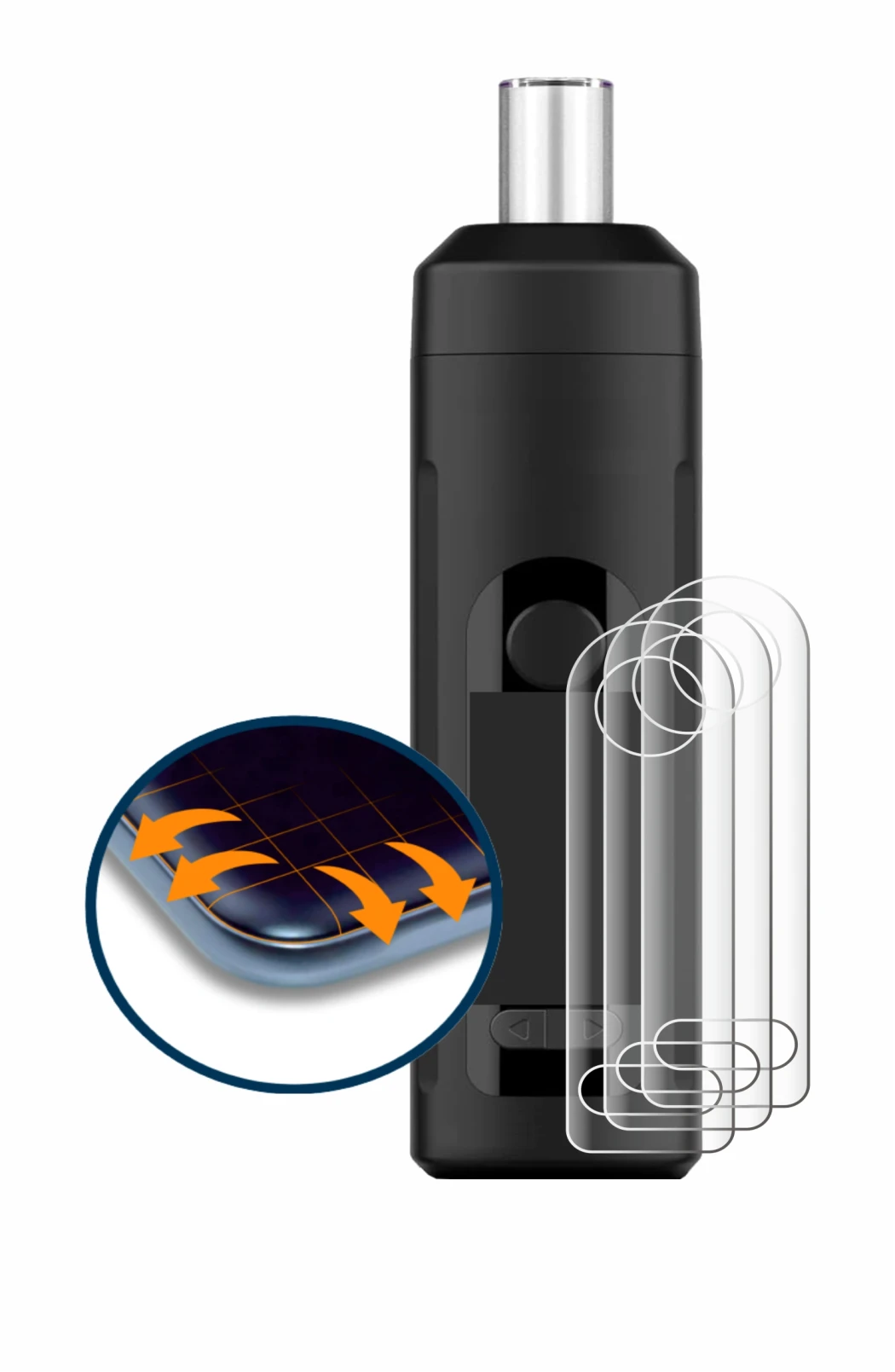 Immagine del dispositivo Norddampf Relict con un'ampia varietà di protezioni per lo schermo.