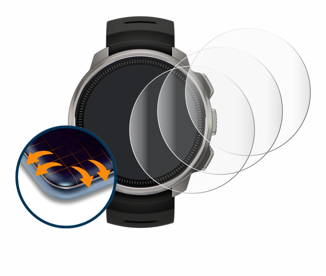 Immagine del dispositivo Suunto Ocean con un'ampia varietà di protezioni per lo schermo.