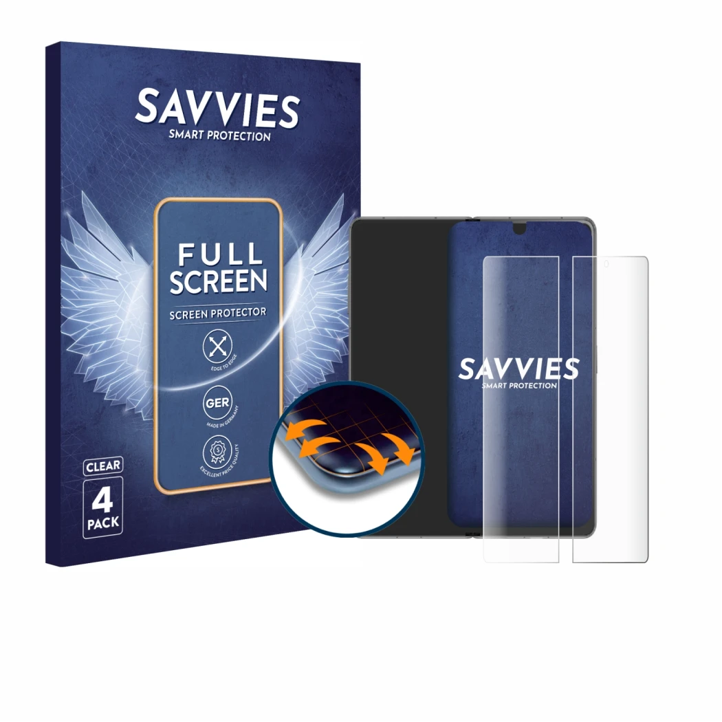 Parte frontale di una confezione del prodotto con il logo del marchio Savvies. Accanto è raffigurato il dispositivo Honor Magi