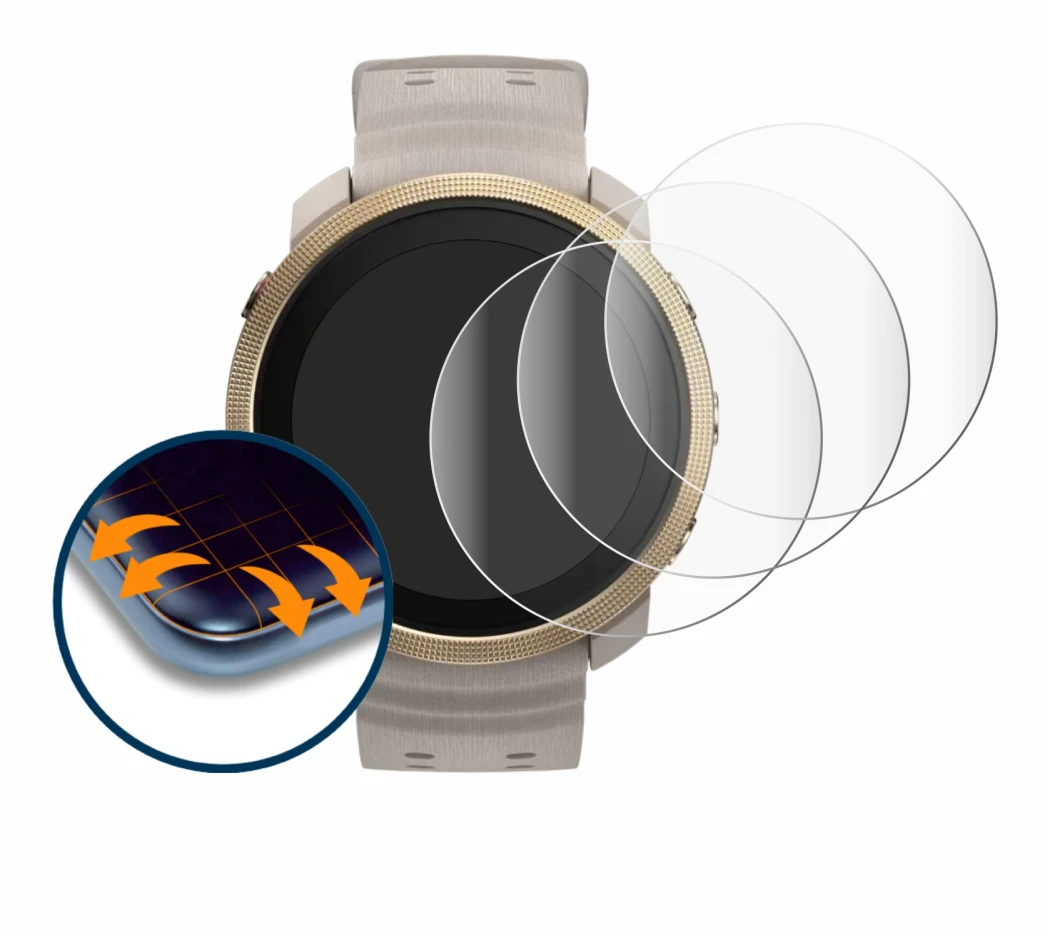 Immagine del dispositivo Polar Vantage M3 con un'ampia varietà di protezioni per lo schermo.