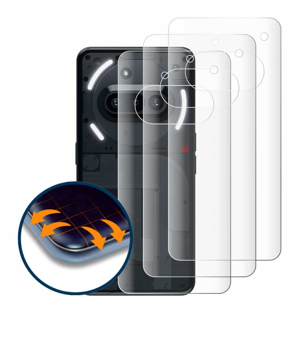 Immagine del dispositivo Nothing Phone (3a) (Posteriore) con un'ampia varietà di protezioni per lo schermo.