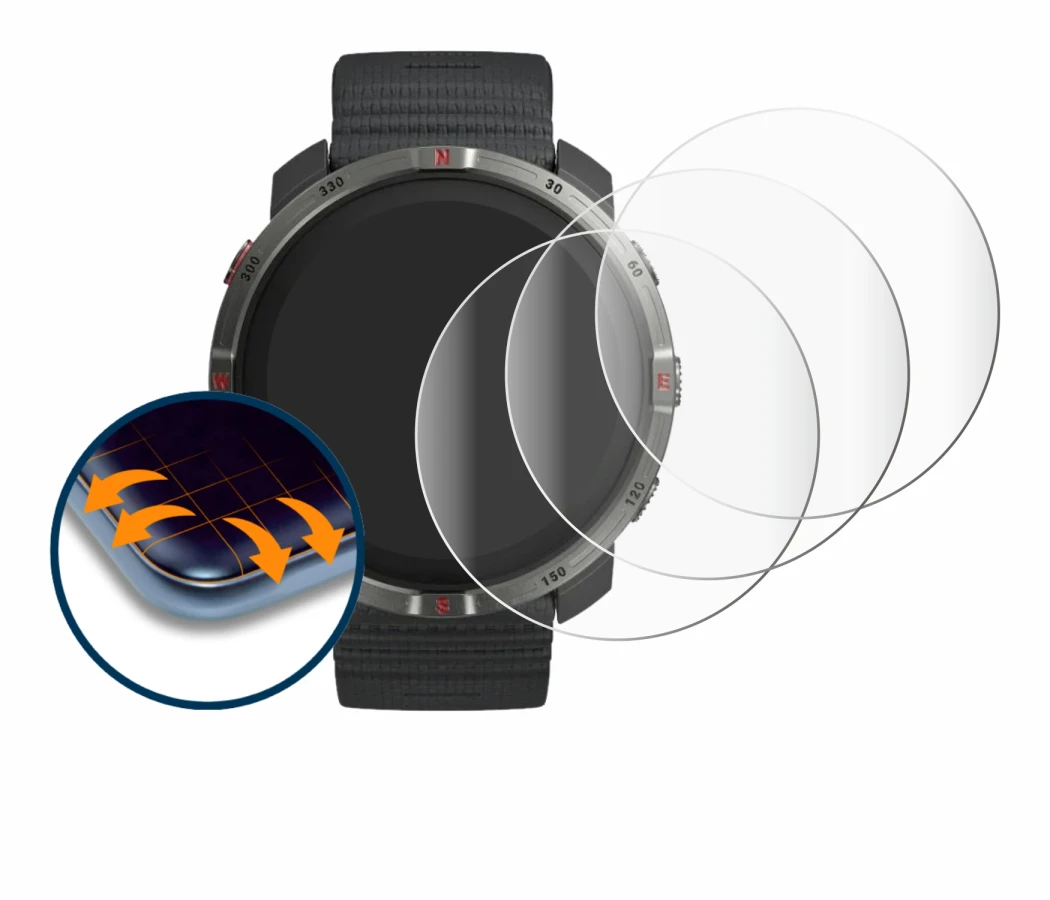 Immagine del dispositivo Polar Grit X2 con un'ampia varietà di protezioni per lo schermo.