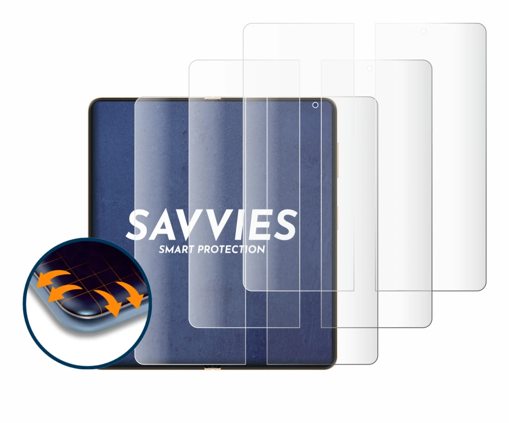 Immagine del dispositivo Honor Magic V5 (Display interno) con un'ampia varietà di protezioni per lo schermo.