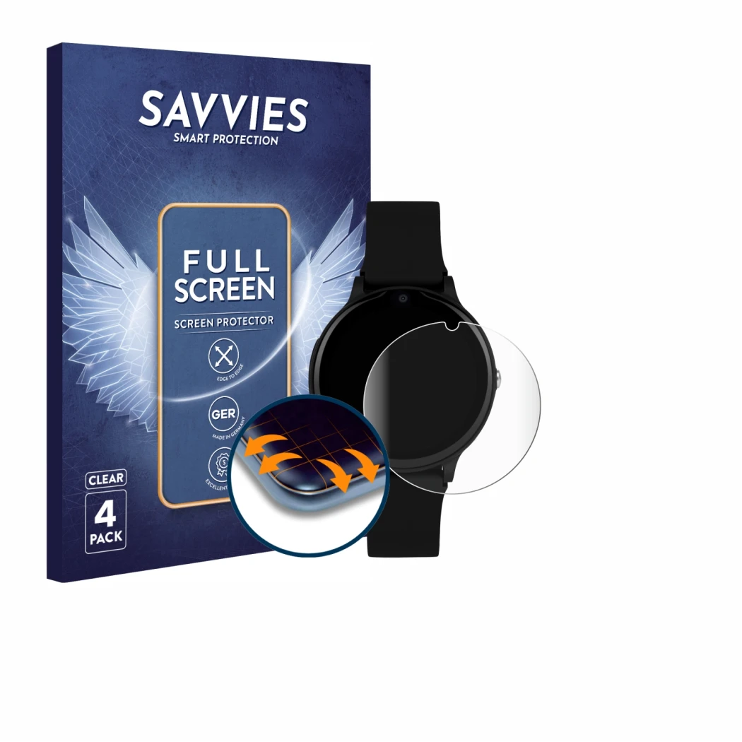 Parte frontale di una confezione del prodotto con il logo del marchio Savvies. Accanto è raffigurato il dispositivo One2Track 