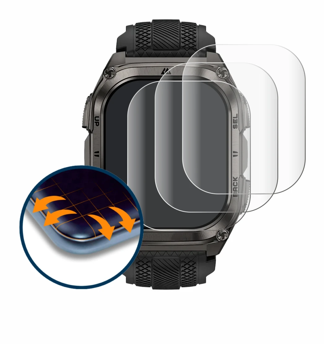 Immagine del dispositivo Kospet Tank M4 con un'ampia varietà di protezioni per lo schermo.