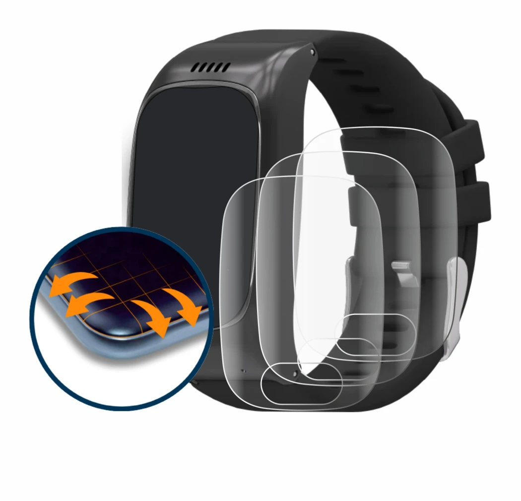 Immagine del dispositivo One Button Phone Model 2024 con un'ampia varietà di protezioni per lo schermo.