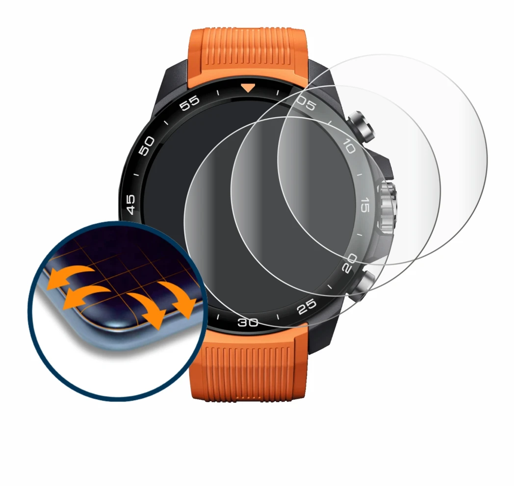 Immagine del dispositivo Xiaomi Mibro GS Explorer S con un'ampia varietà di protezioni per lo schermo.