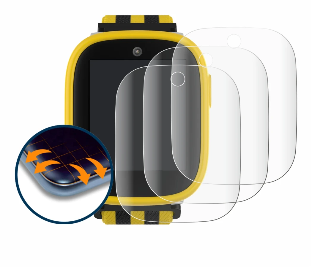 Immagine del dispositivo Xplora X6 Play BVB-Edition con un'ampia varietà di protezioni per lo schermo.