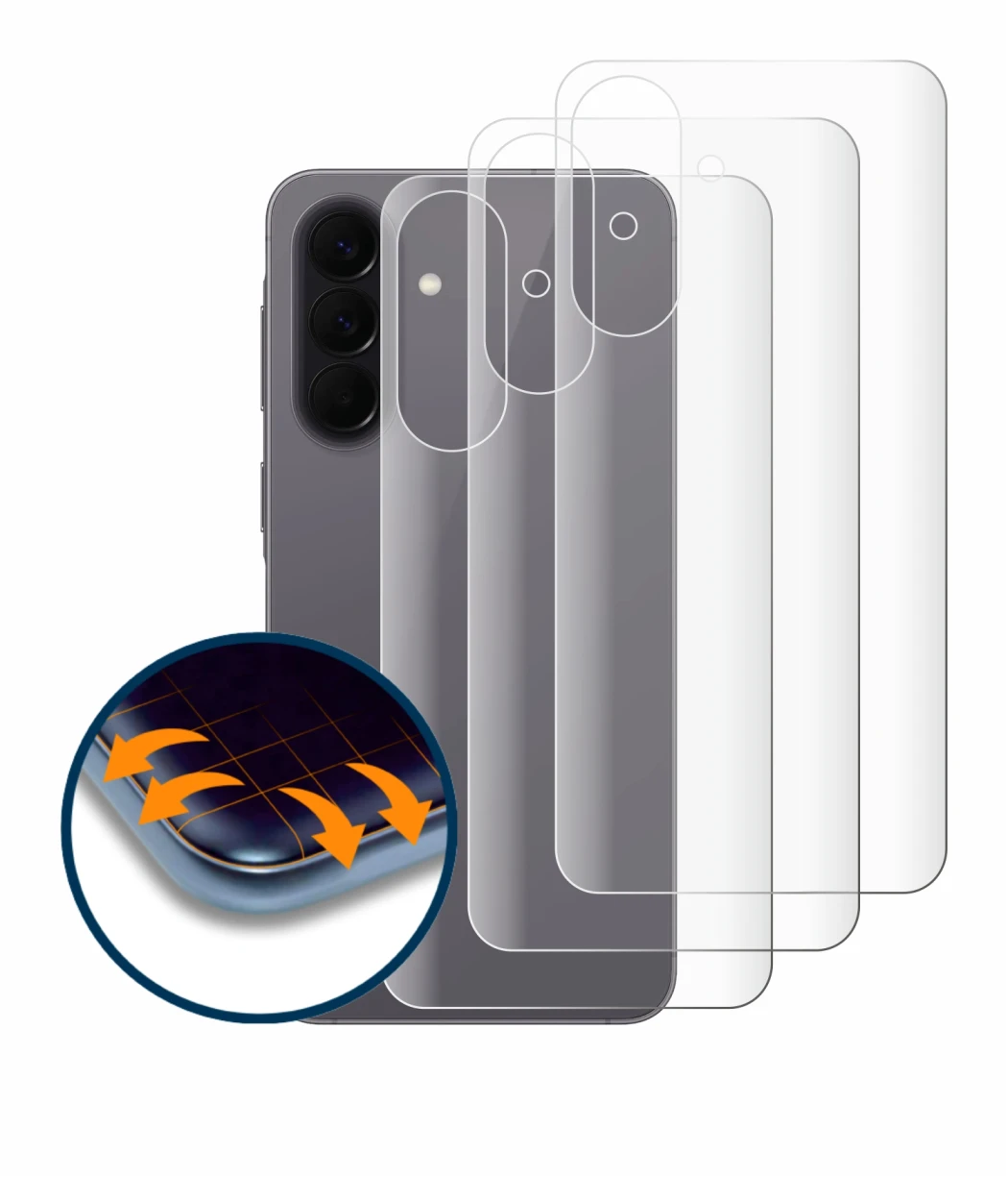 Immagine del dispositivo Samsung Galaxy A57 5G (Posteriore) con un'ampia varietà di protezioni per lo schermo.