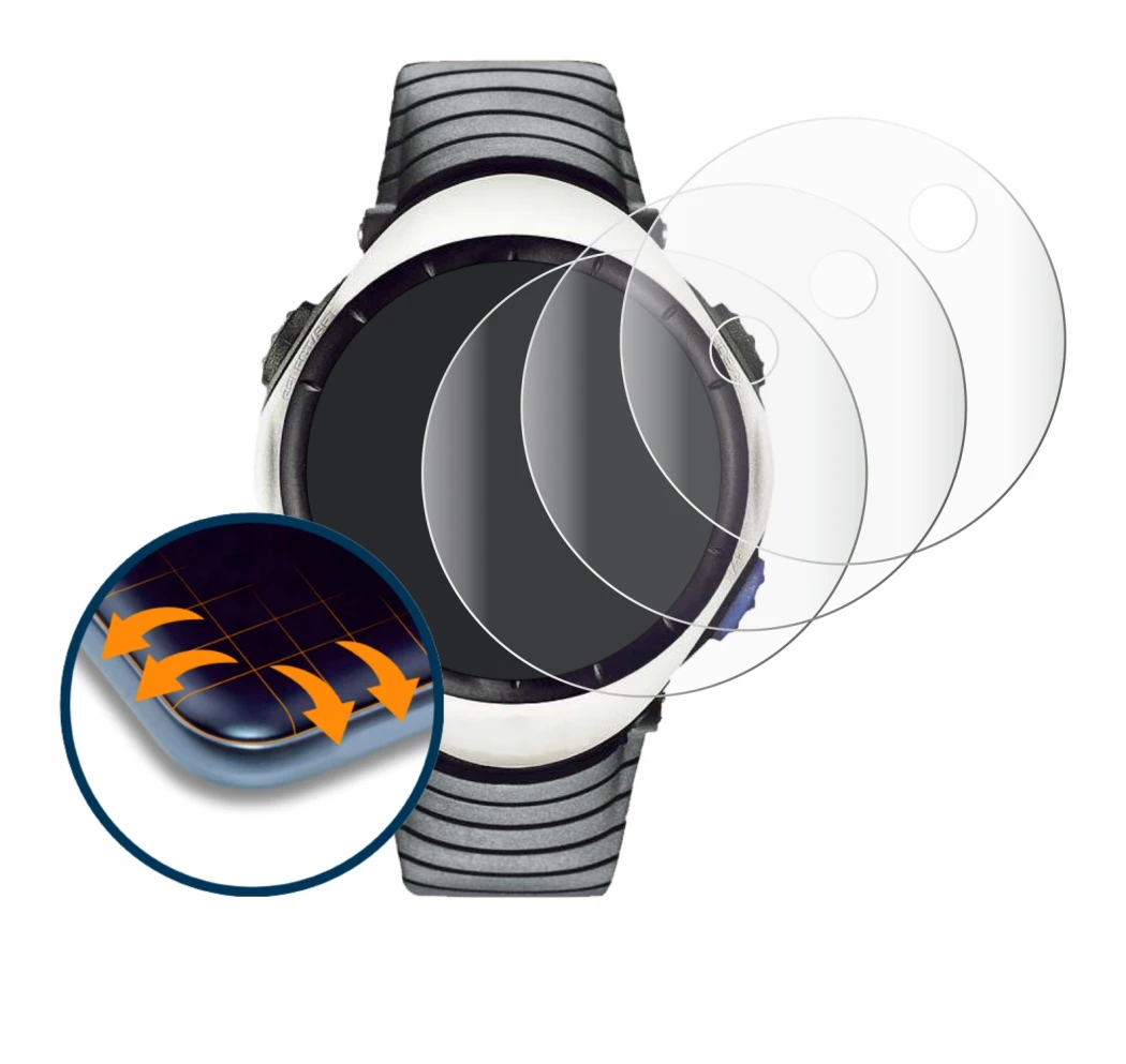 Immagine del dispositivo Suunto Regatta con un'ampia varietà di protezioni per lo schermo.