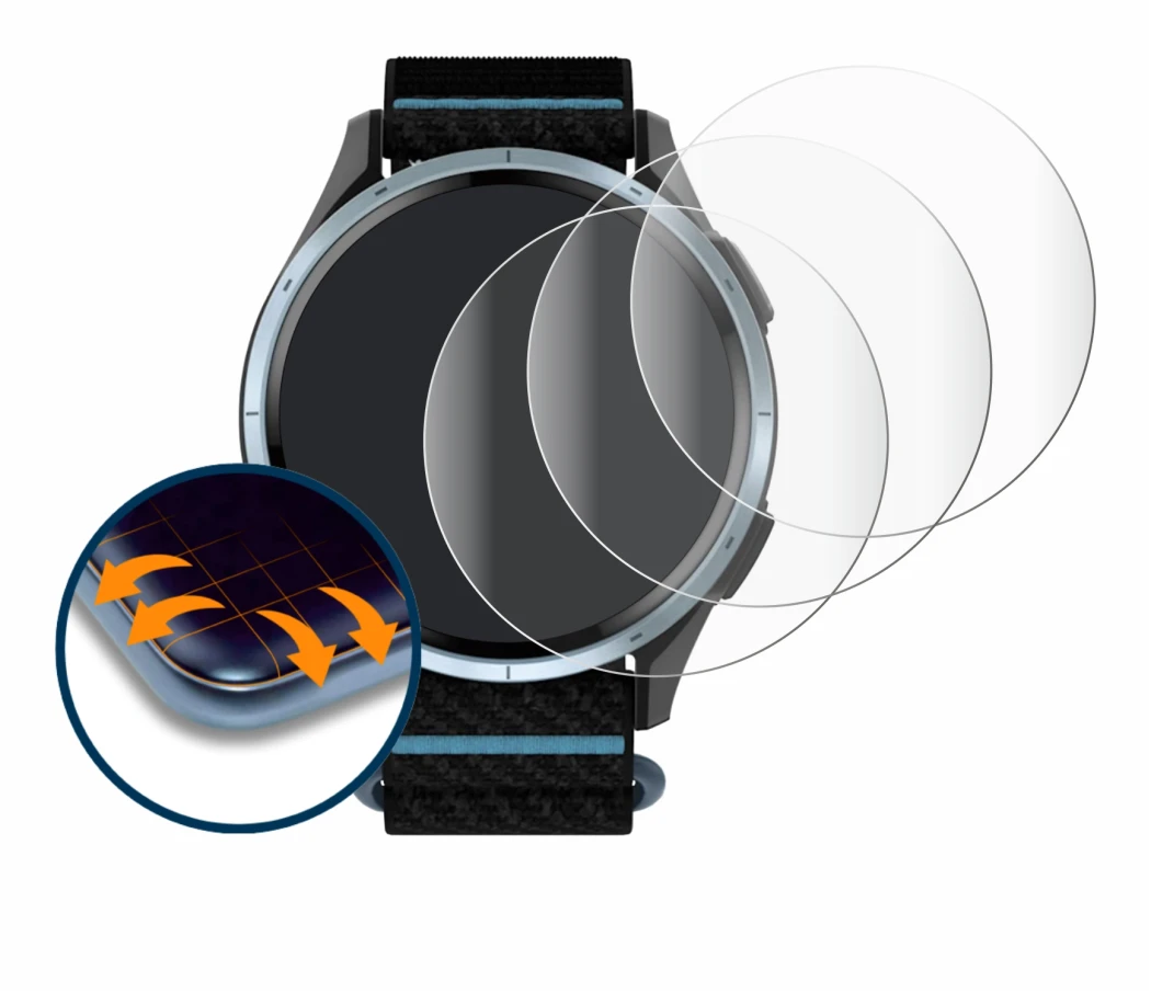 Immagine del dispositivo Garmin Approach J1 con un'ampia varietà di protezioni per lo schermo.