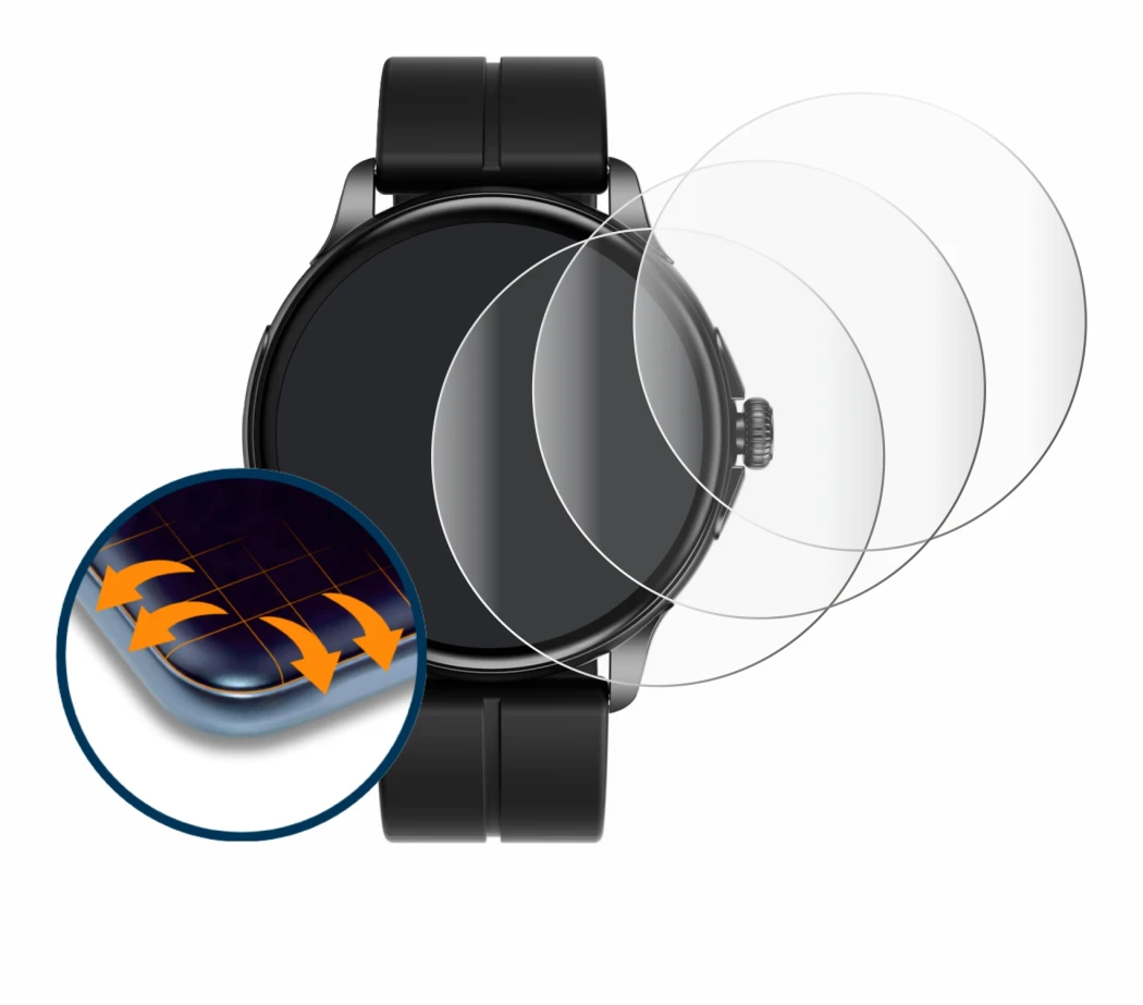 Immagine del dispositivo HMD Watch X1 con un'ampia varietà di protezioni per lo schermo.