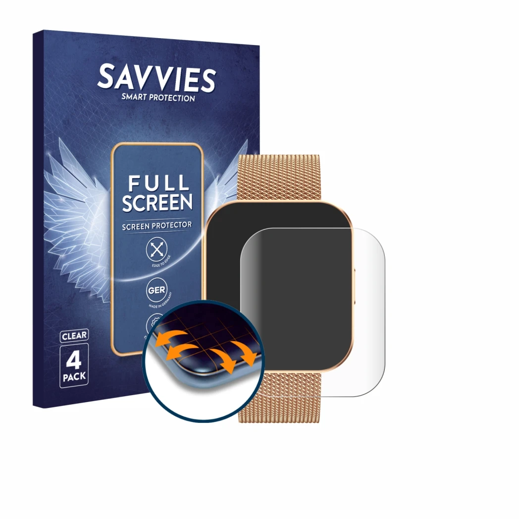 Parte frontale di una confezione del prodotto con il logo del marchio Savvies. Accanto è raffigurato il dispositivo Levowatch 