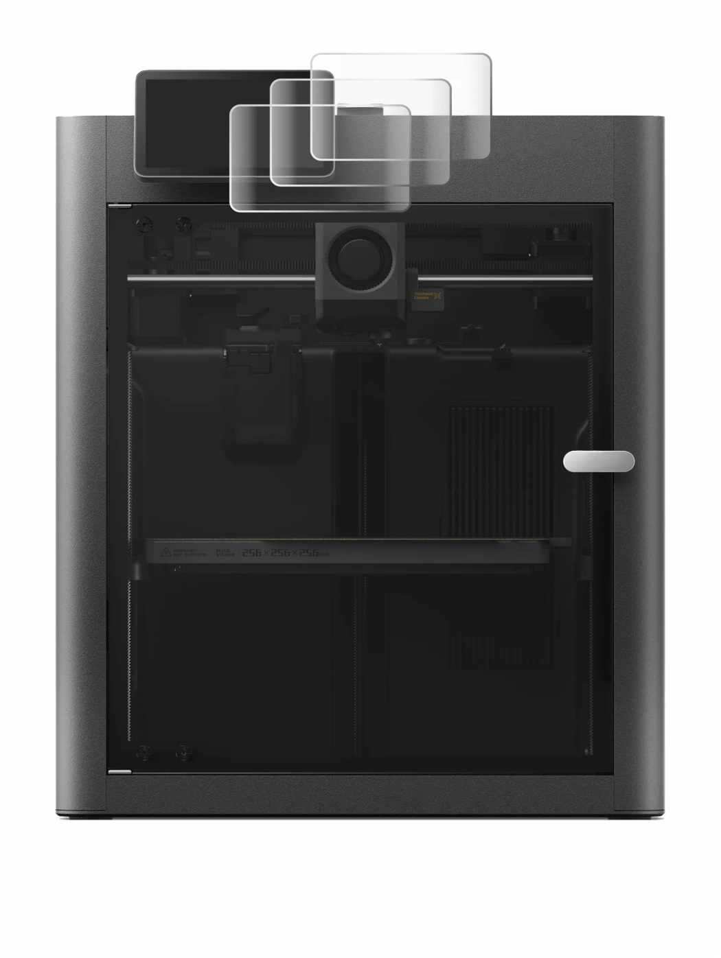 Immagine del dispositivo Bambu Lab X2D con un'ampia varietà di protezioni per lo schermo.